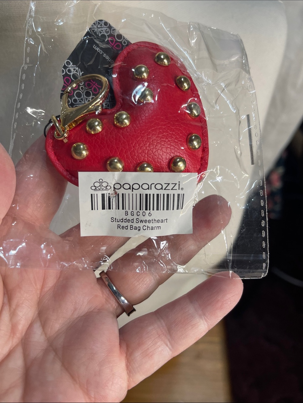 Paparazzi Red Studded Heart Bag Charm BNWT